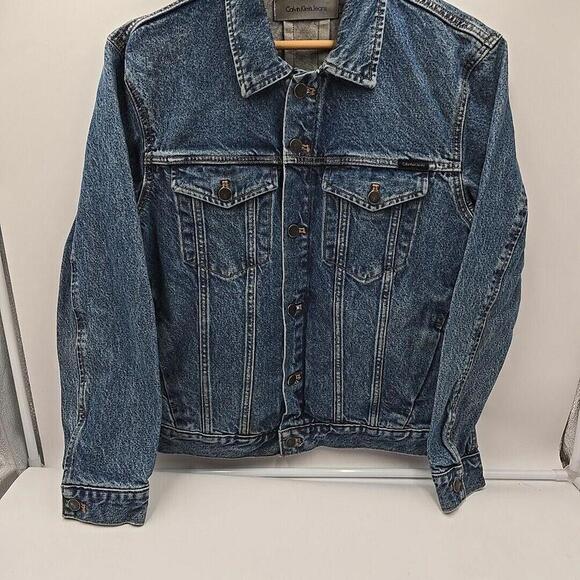 Calvin Klein Jeans VTG‎ Women's 80's Grunge Acid Wash Stretch M Jean Jacket - Picture 1 of 16
